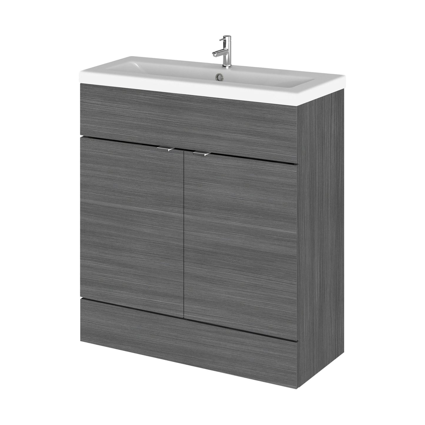 [BFDY528A] Alrewas Contemporary 2 Door Floor Standing Vanity Unit with Basin, Anthracite Woodgrain, 800mm - Cutout