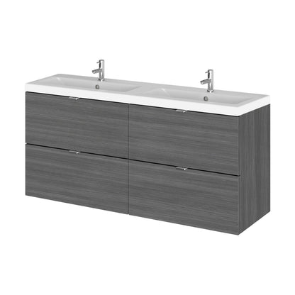 [BFDY532A] Alrewas Contemporary 4 Drawer Wall Hung Vanity Unit with Basin, Anthracite Woodgrain, 1200mm - Cutout