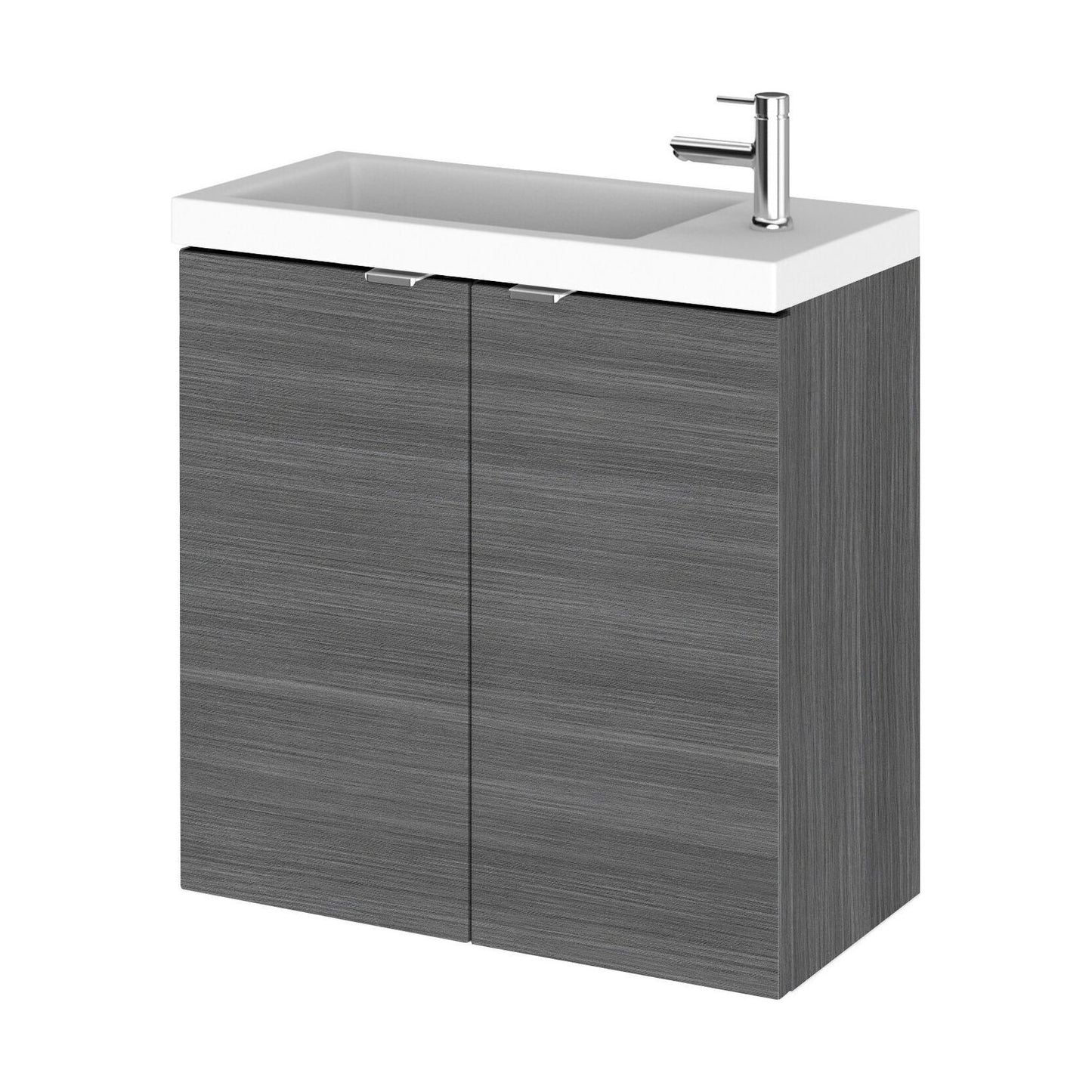 [BFDY538] Alrewas Contemporary 2 Door Wall Hung Vanity Unit with Basin, Anthracite Woodgrain, 500mm - Cutout