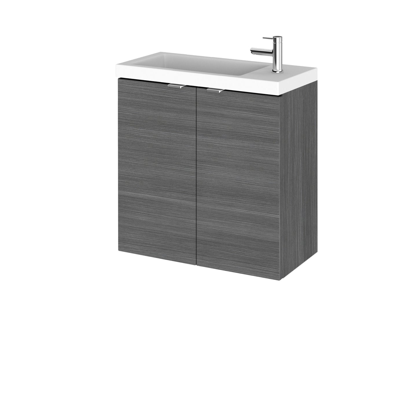 [BFDY538] Alrewas Contemporary 2 Door Wall Hung Vanity Unit with Basin, Anthracite Woodgrain, 500mm - Cutout