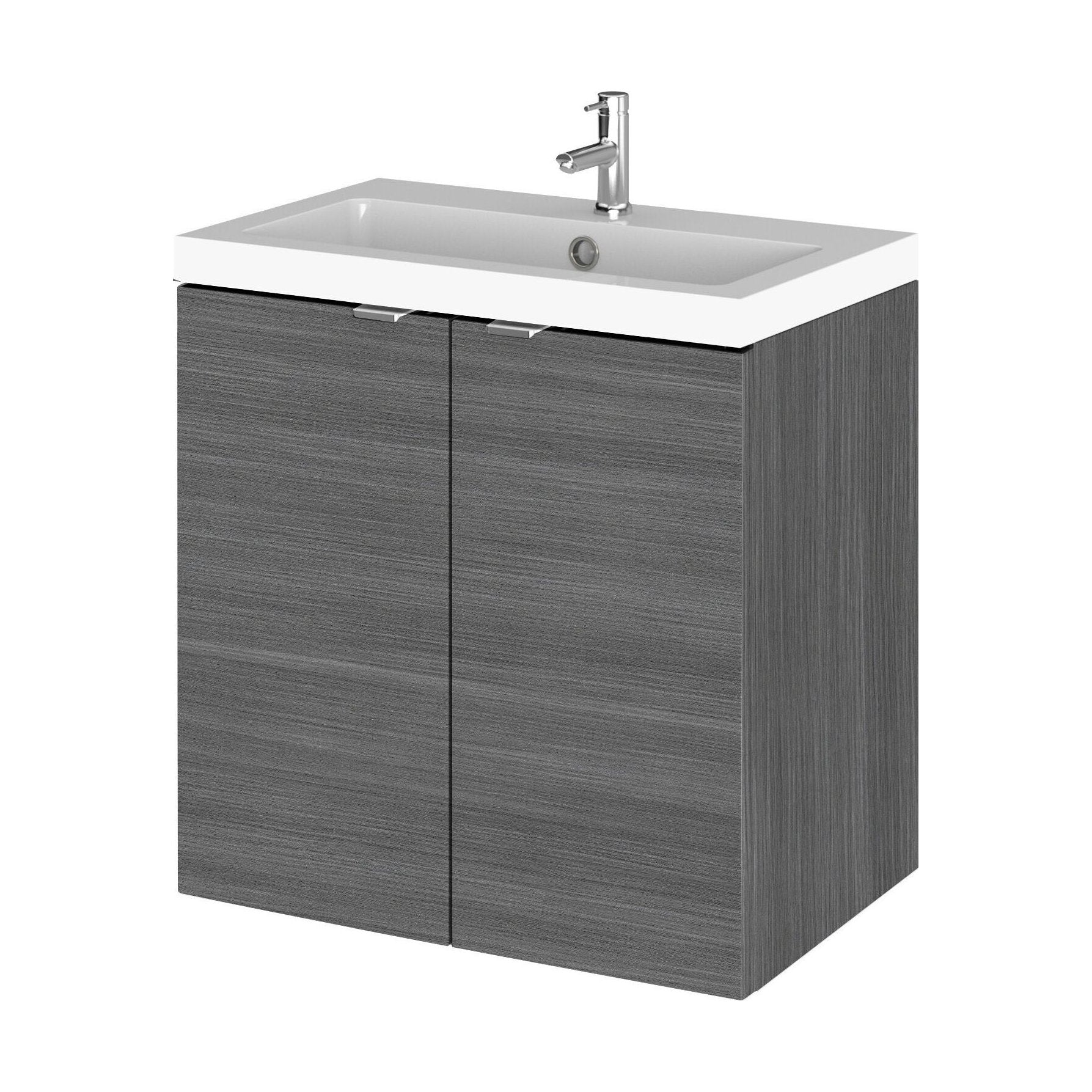 [BFDY540] Alrewas Contemporary 2 Door Wall Hung Vanity Unit with Basin, Anthracite Woodgrain, 500mm - Cutout