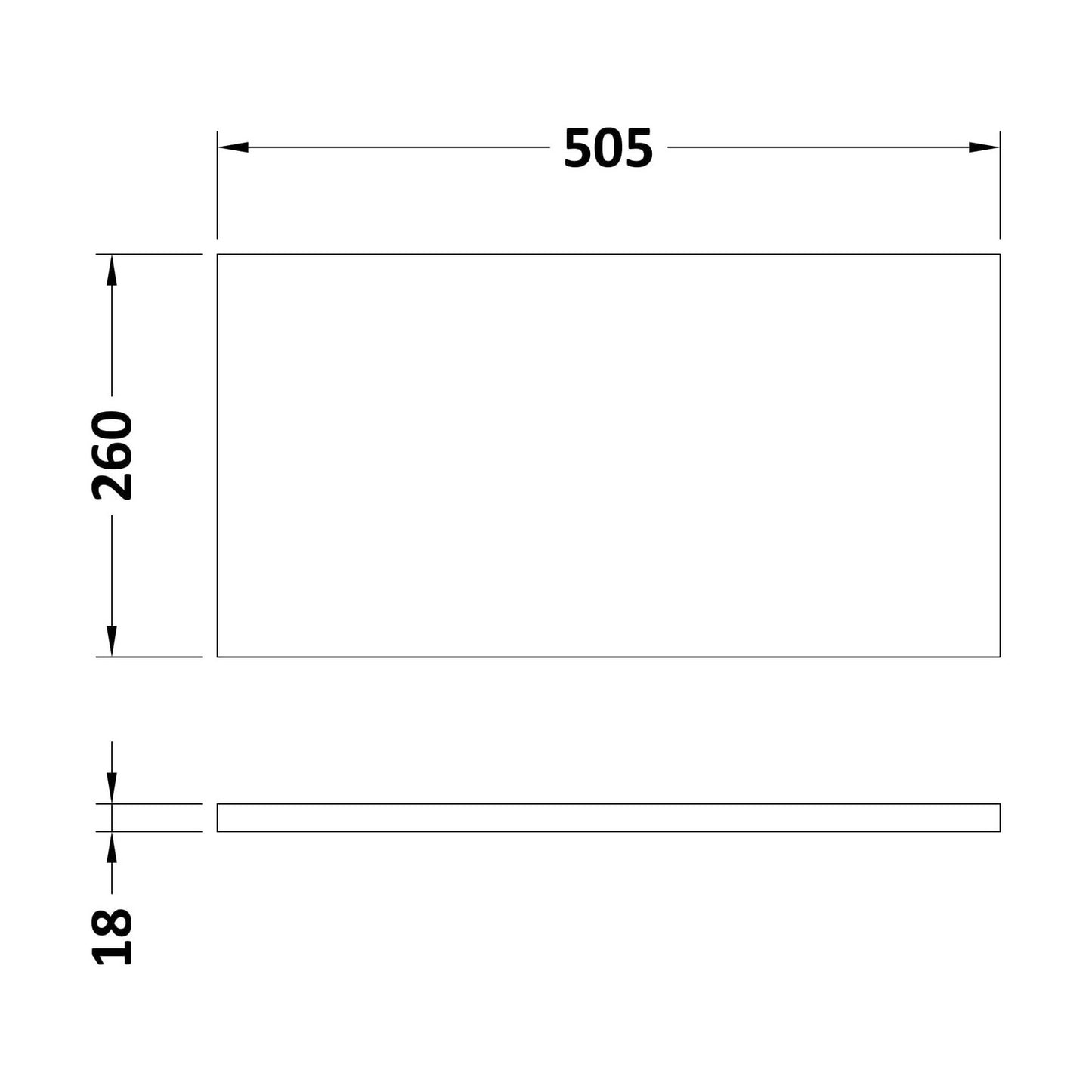[BFDY541] 500 WC Unit Top 505x260 - Technical Drawing