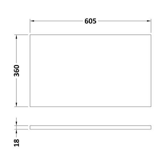 [BFDY544] 600 WC Unit Top 605x360 - Technical Drawing