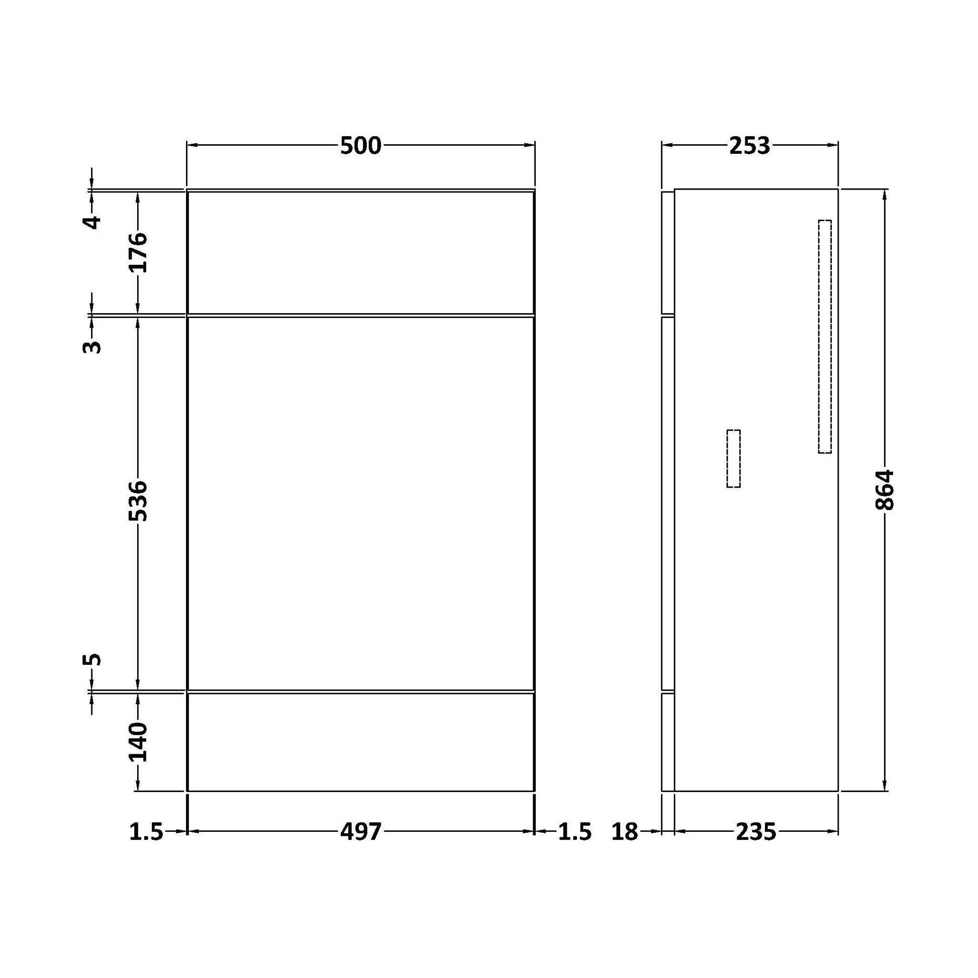 [BFDY545] Alrewas Contemporary 2 Door Right-Hand Floor Standing Combination Unit with Basin, Anthracite Woodgrain, 1000mm - Technical Drawing