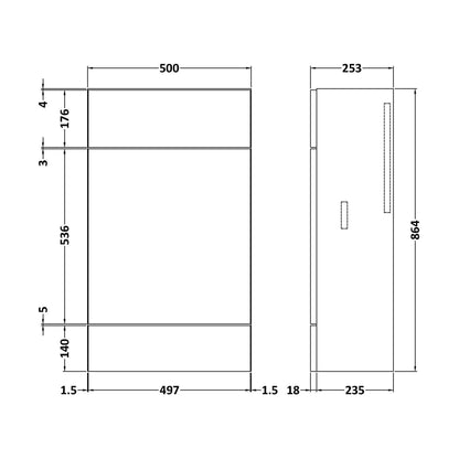 [BFDY545] Alrewas Contemporary 2 Door Right-Hand Floor Standing Combination Unit with Basin, Anthracite Woodgrain, 1000mm - Technical Drawing