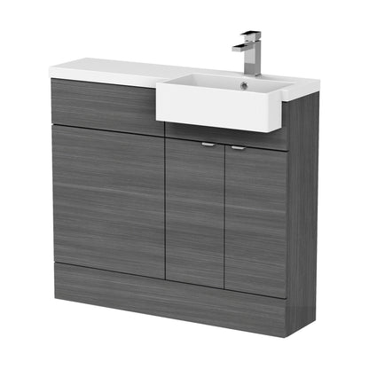 [BFDY549] Alrewas Contemporary 2 Door Right-Hand Floor Standing Combination Unit with Basin, Anthracite Woodgrain, 1000mm - Cutout