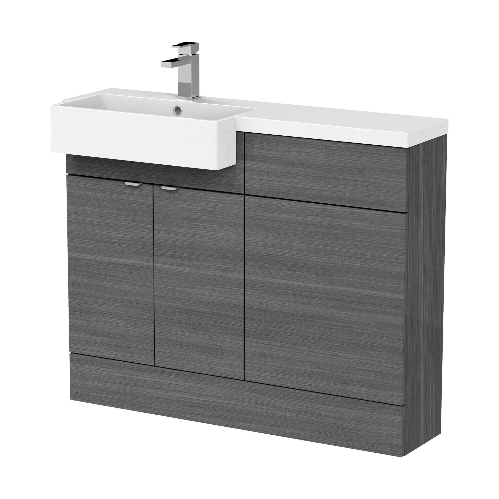 [BFDY550] Alrewas Contemporary 2 Door Left-Hand Floor Standing Combination Unit with Basin, Anthracite Woodgrain, 1100mm - Cutout