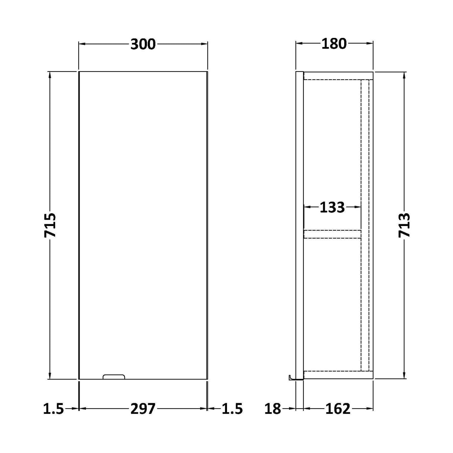 [BFDY551] 300 Wall Unit GREYAV - Technical Drawing