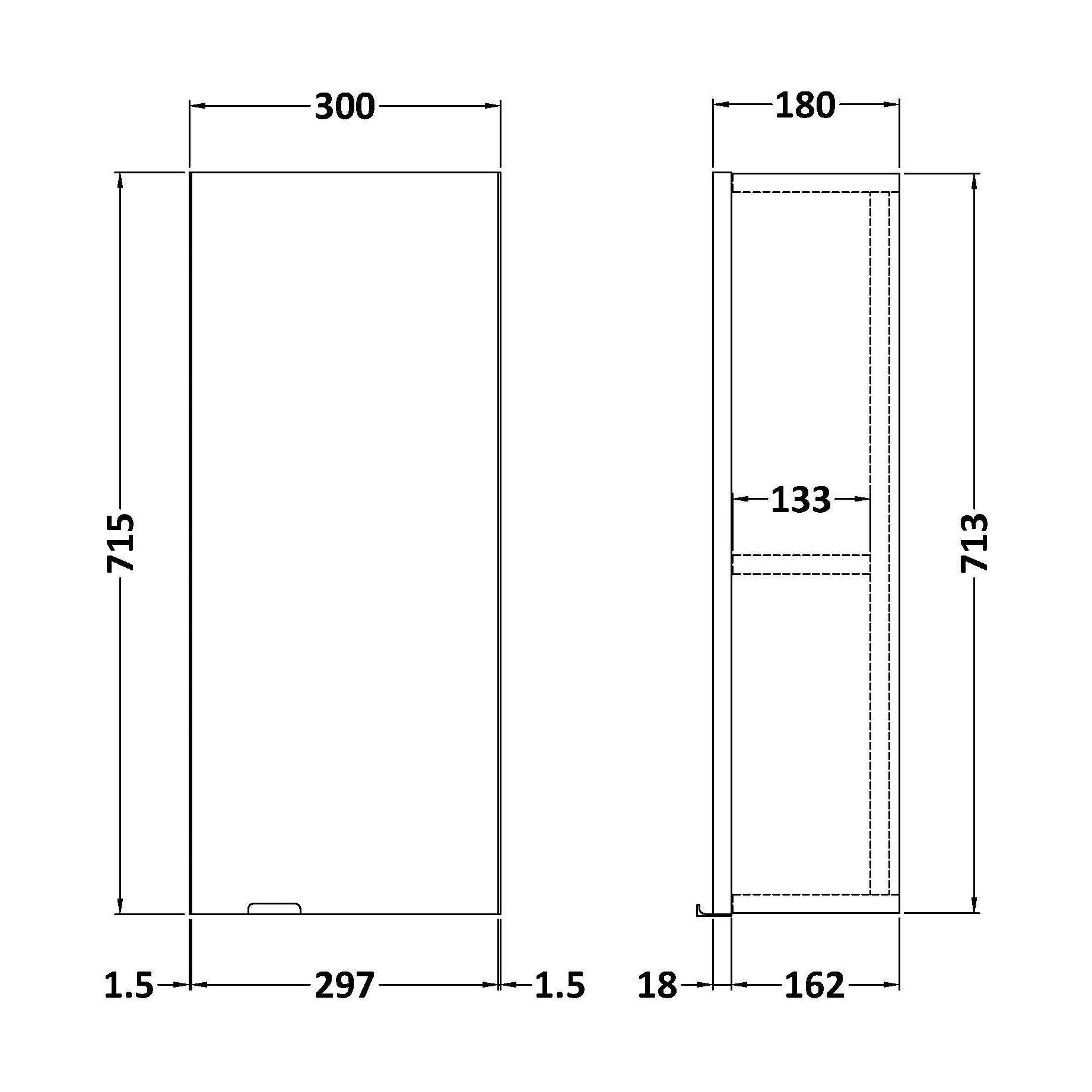 [BFDY551] 300 Wall Unit GREYAV - Technical Drawing