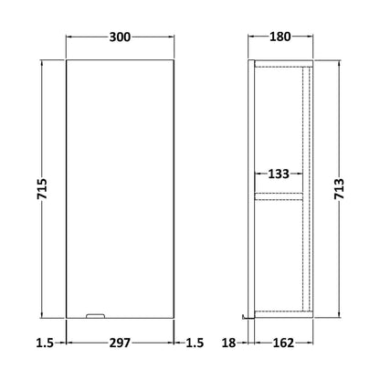 [BFDY551] 300 Wall Unit GREYAV - Technical Drawing