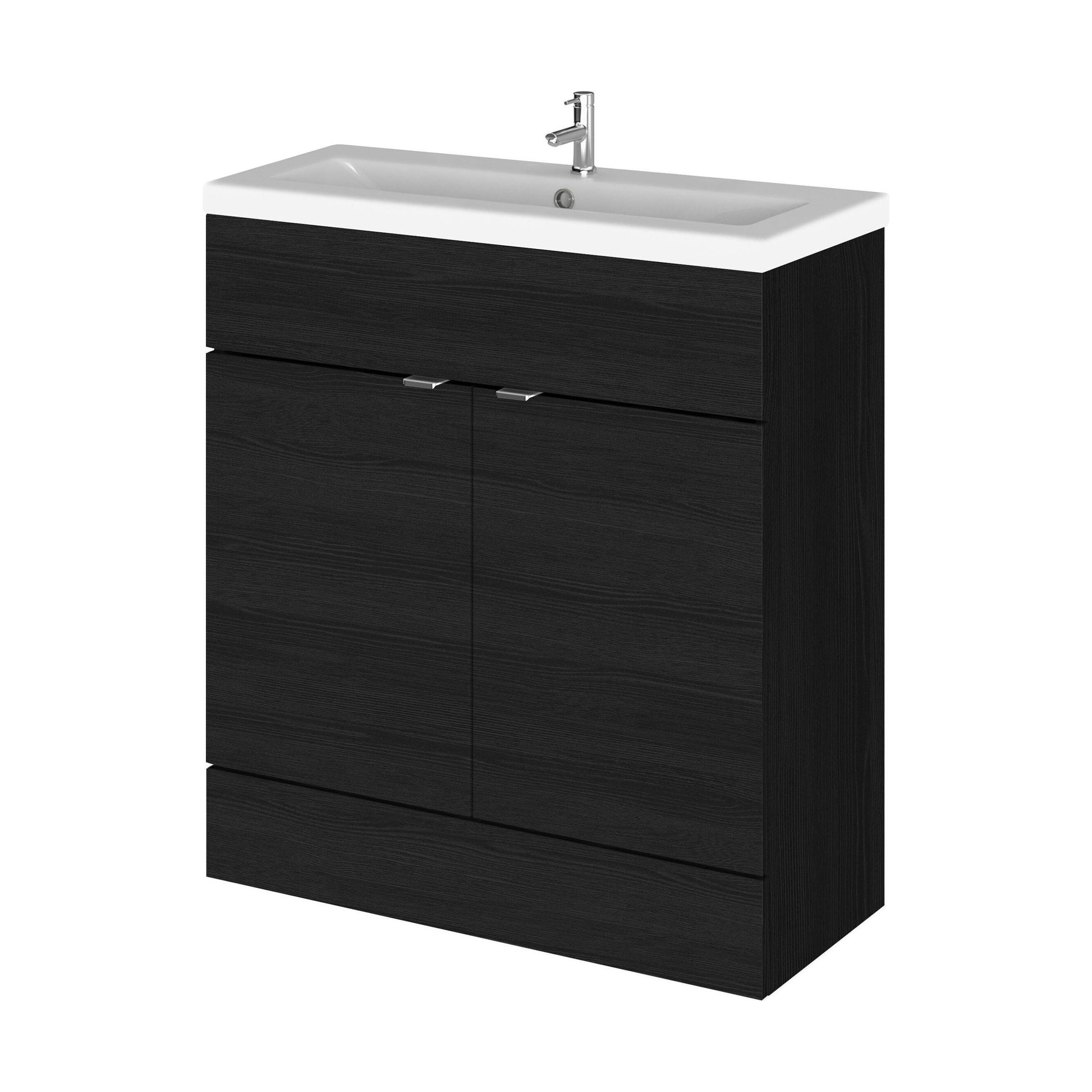 [BFDY628A] Alrewas Contemporary 2 Door Floor Standing Vanity Unit with Basin, Charcoal Black, 800mm - Cutout
