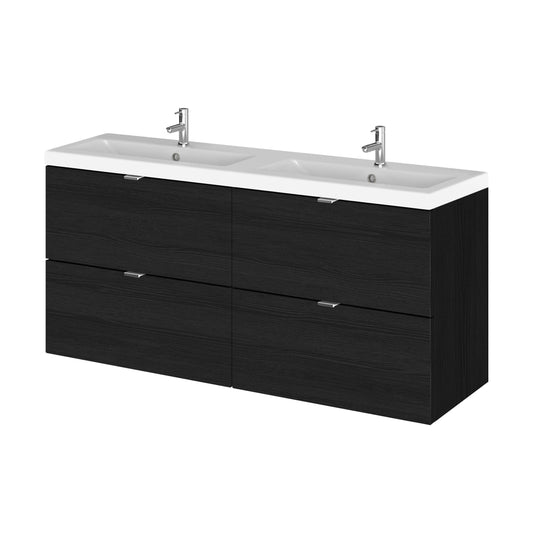 [BFDY632A] Alrewas Contemporary 4 Drawer Wall Hung Vanity Unit with Basin, Charcoal Black, 1200mm - Cutout