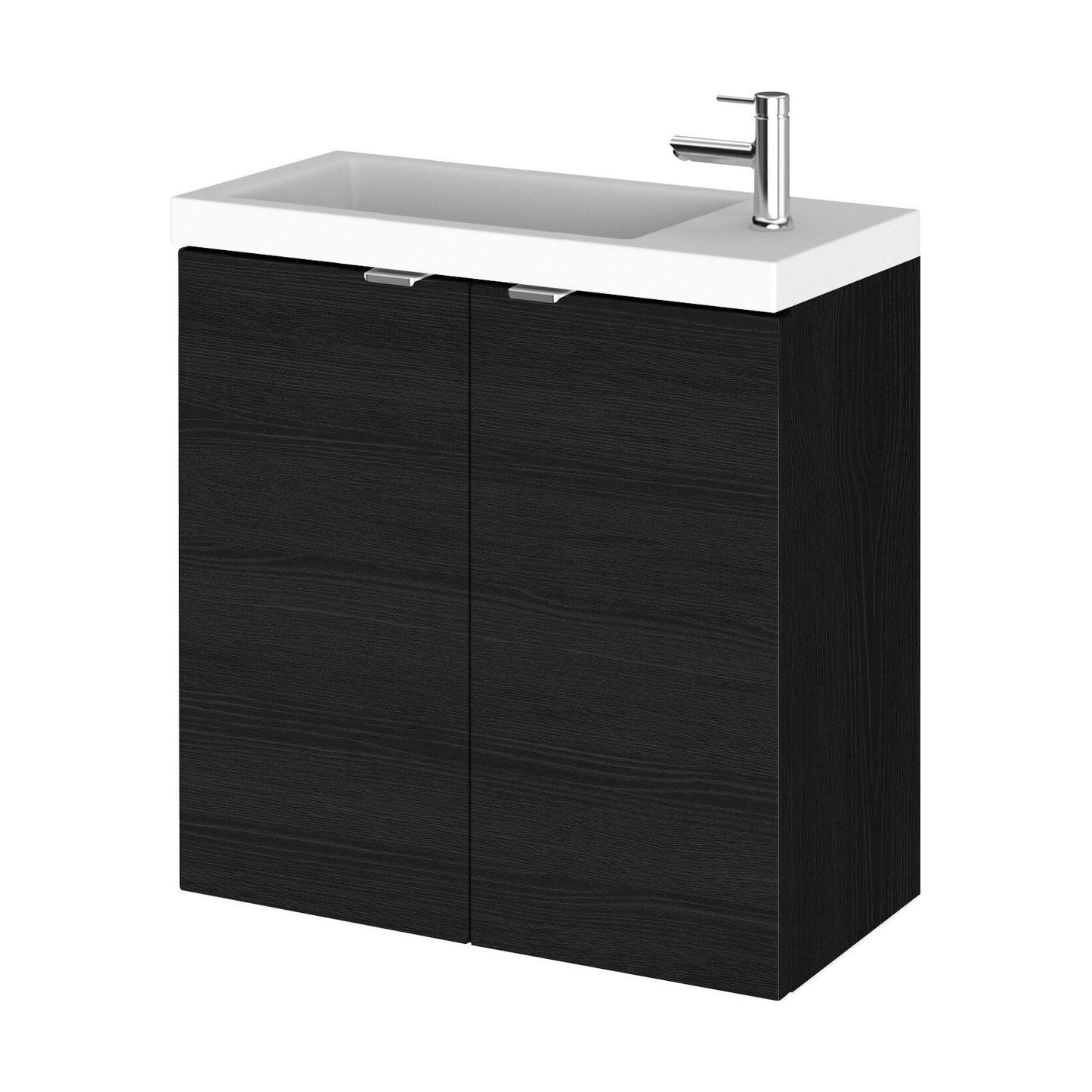 [BFDY638] Alrewas Contemporary 2 Door Wall Hung Vanity Unit with Basin, Charcoal Black, 500mm - Cutout