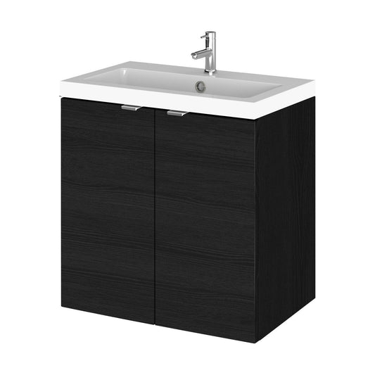 [BFDY640] Alrewas Contemporary 2 Door Wall Hung Vanity Unit with Basin, Charcoal Black, 500mm - Cutout