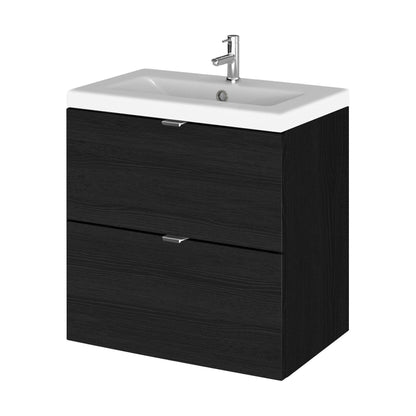 [BFDY641A] Alrewas Contemporary 2 Drawer Wall Hung Vanity Unit with Basin, Charcoal Black, 500mm - Cutout