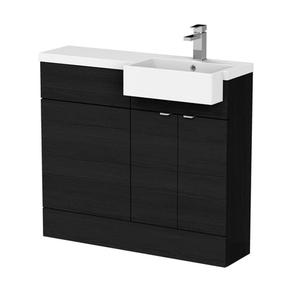 [BFDY649] Alrewas Contemporary 2 Door Right-Hand Floor Standing Combination Unit with Basin, Charcoal Black, 1000mm - Cutout