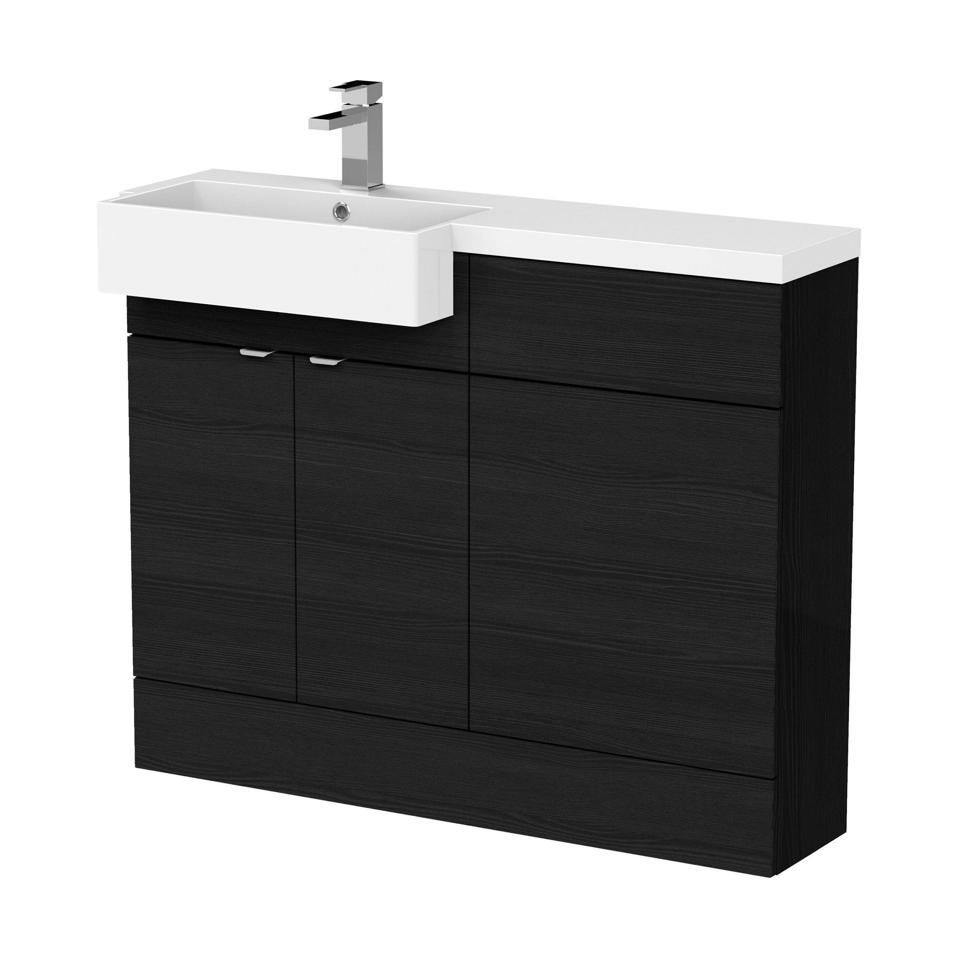 [BFDY650] Alrewas Contemporary 2 Door Left-Hand Floor Standing Combination Unit with Basin, Charcoal Black, 1100mm - Cutout