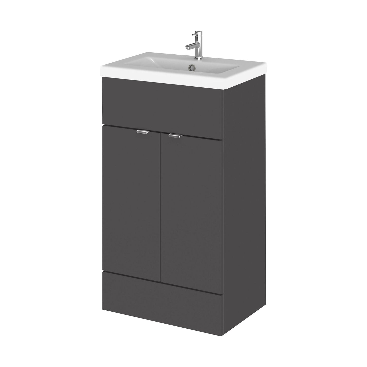 [BFDY924A] Alrewas Contemporary 2 Door Floor Standing Vanity Unit with Basin, Gloss Grey, 500mm - Cutout