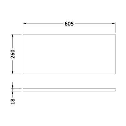 [BFDY942] 600 WC Unit Top 605x260 - Technical Drawing