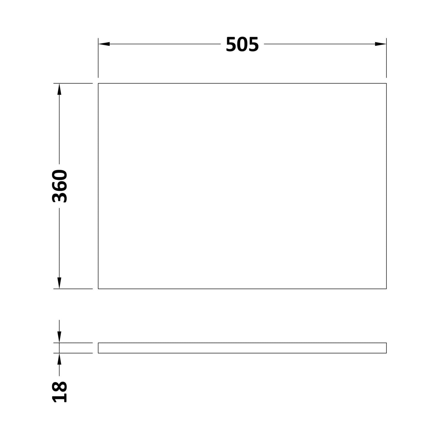 [BFDY943] 500 WC Unit Top 505x360 - Technical Drawing