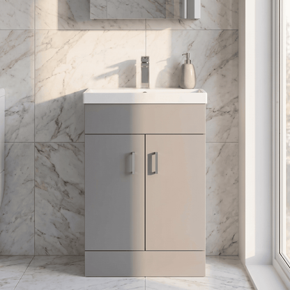 [BFE255] Woodseaves Contemporary Compact Floor Standing Vanity Basin Unit with Ceramic Basin, 550mm, Choice of Colour - Silo