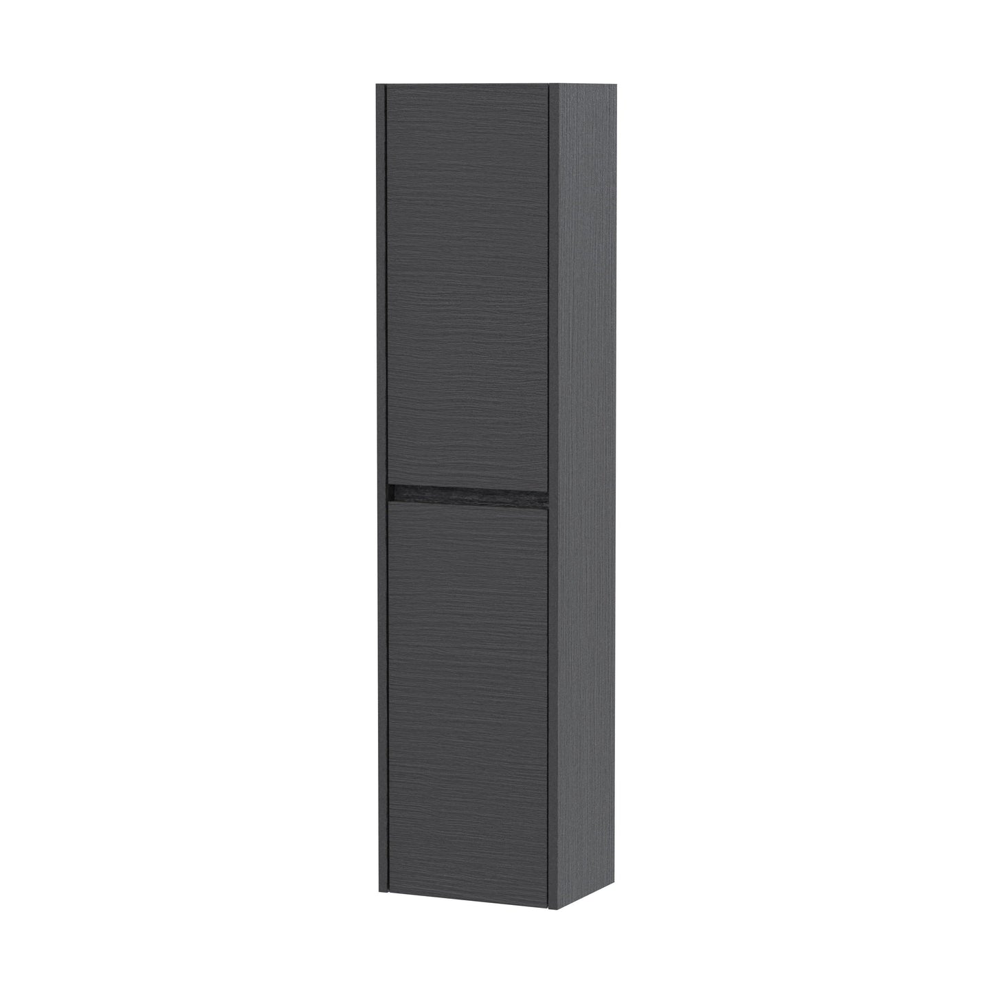 [BFED2262] Square Wall Hung 2 Door Tall Bathroom Unit, 350mm - Woodgrain Graphite Grey - Cutout