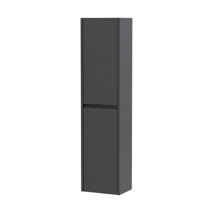 [BFED2262] Square Wall Hung 2 Door Tall Bathroom Unit, 350mm - Woodgrain Graphite Grey - Cutout