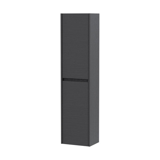 [BFED2262] Square Wall Hung 2 Door Tall Bathroom Unit, 350mm - Woodgrain Graphite Grey - Cutout