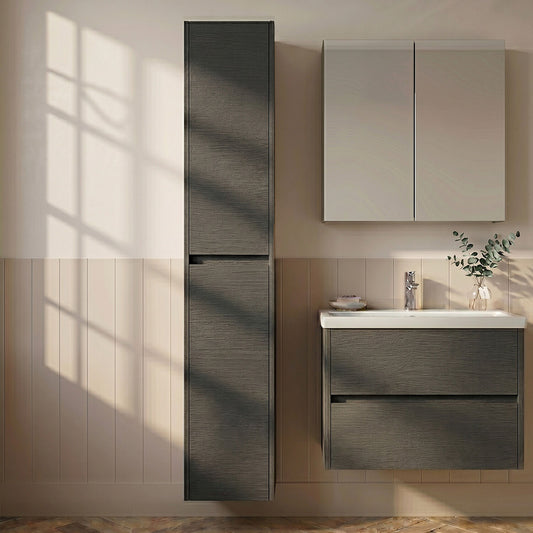 [BFED2262] Chartley Square Wall Hung 2 Door Tall Bathroom Unit, 350mm, Choice of Finish - Silo