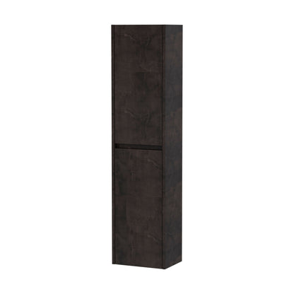 [BFED2662] Square Wall Hung 2 Door Tall Bathroom Unit, 350mm - Textured Matt Metallic Slate - Cutout