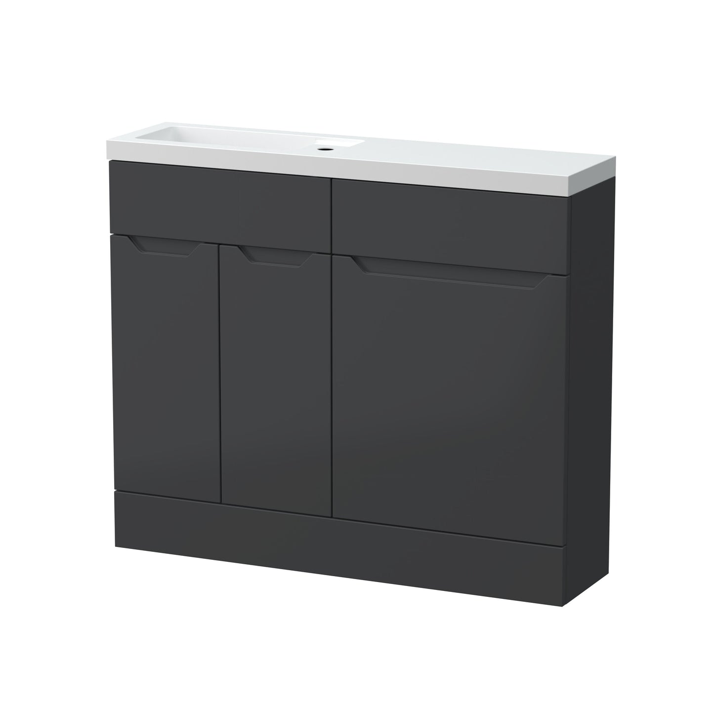 [BFFAR1401] Teddesley Contemporary Floor Standing Compact 2 Door Combination Vanity Basin WC Unit with Polymarble Basin, 1000mm, Choice of Colour - Cutout