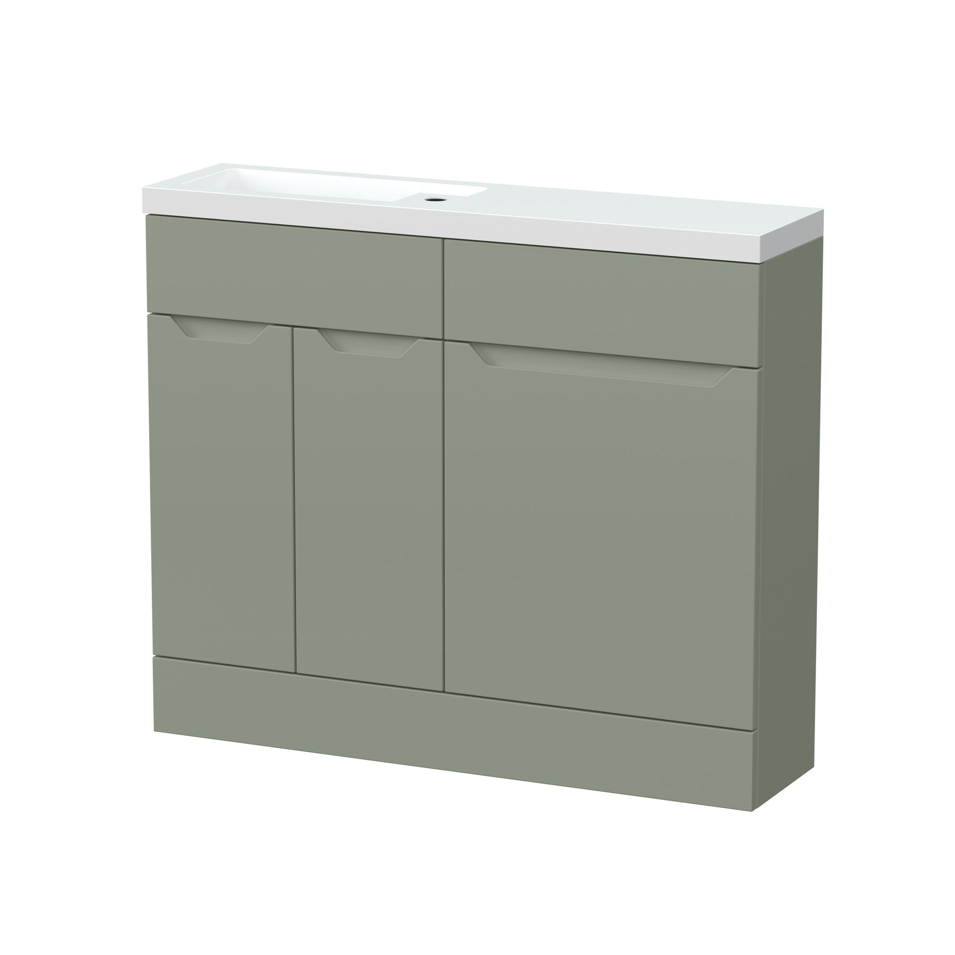 [BFFAR3101] Teddesley Contemporary Floor Standing Compact 2 Door Combination Vanity Basin WC Unit with Polymarble Basin, 1000mm, Choice of Colour - Cutout