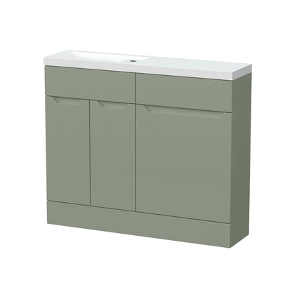 [BFFAR3101] Teddesley Contemporary Floor Standing Compact 2 Door Combination Vanity Basin WC Unit with Polymarble Basin, 1000mm, Choice of Colour - Cutout