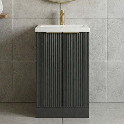 [BFFF1423AH324] Tixall Fluted Front Floor Standing Vanity Basin Unit with Choice of Size, Colour and Handle Options - Silo