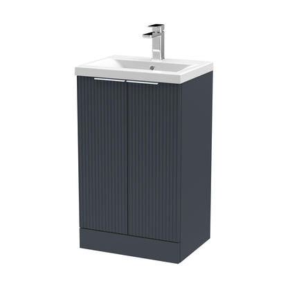 [BFFF1423A] Tixall Fluted Front Floor Standing Vanity Basin Unit with Choice of Size, Colour and Handle Options - Cutout