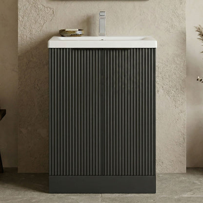 [BFFF1425AH224] Tixall Fluted Front Floor Standing Vanity Basin Unit with Choice of Size, Colour and Handle Options - Silo