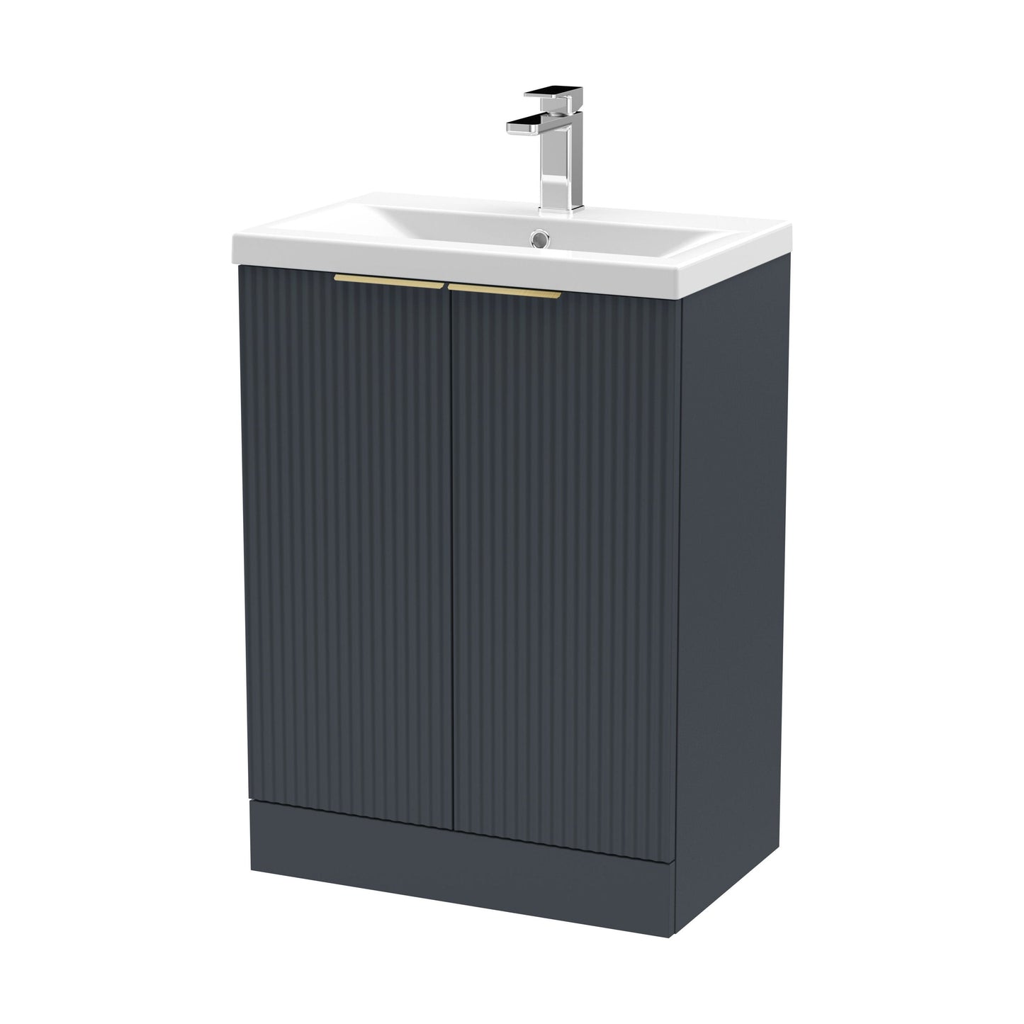 [BFFF1425AH324] Tixall Fluted Front Floor Standing Vanity Basin Unit with Choice of Size, Colour and Handle Options - Cutout