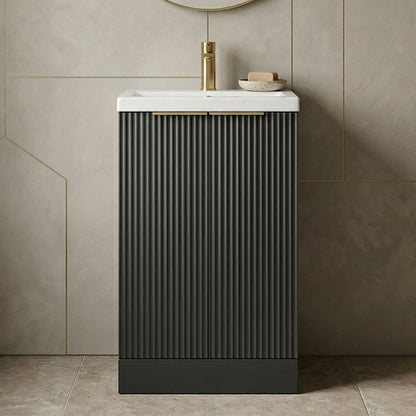 [BFFF1425AH324] Tixall Fluted Front Floor Standing Vanity Basin Unit with Choice of Size, Colour and Handle Options - Silo