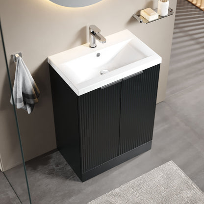[BFFF1425A] Tixall Fluted Front Floor Standing Vanity Basin Unit with Choice of Size, Colour and Handle Options - Lifestyle 2