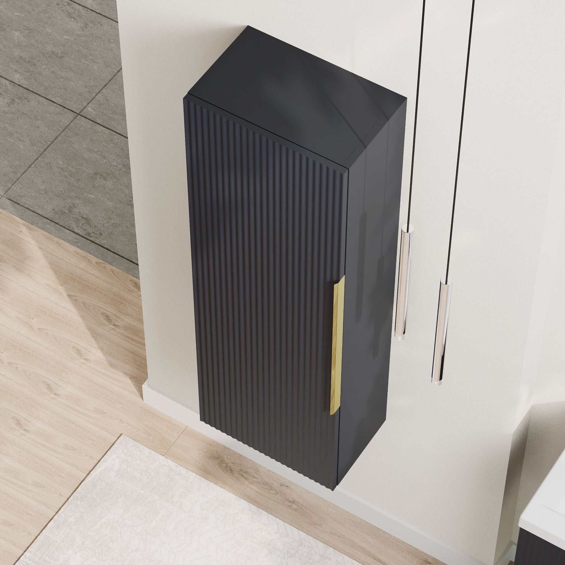 [BFFF1462H325] Tixall Fluted Wall Hung Tall Bathroom Storage Unit, 400mm, Multiple Colours and Handle Options - Lifestyle 2