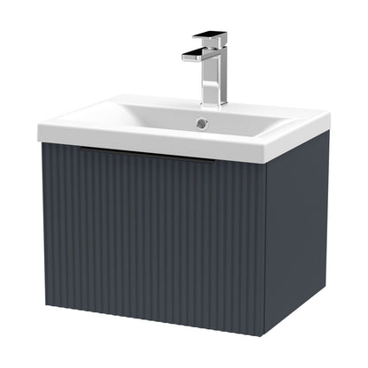 [BFFF1491AH225] Tixall Fluted Front Wall Hung Vanity Basin Unit with Choice of Size, Colour and Handle Options - Cutout
