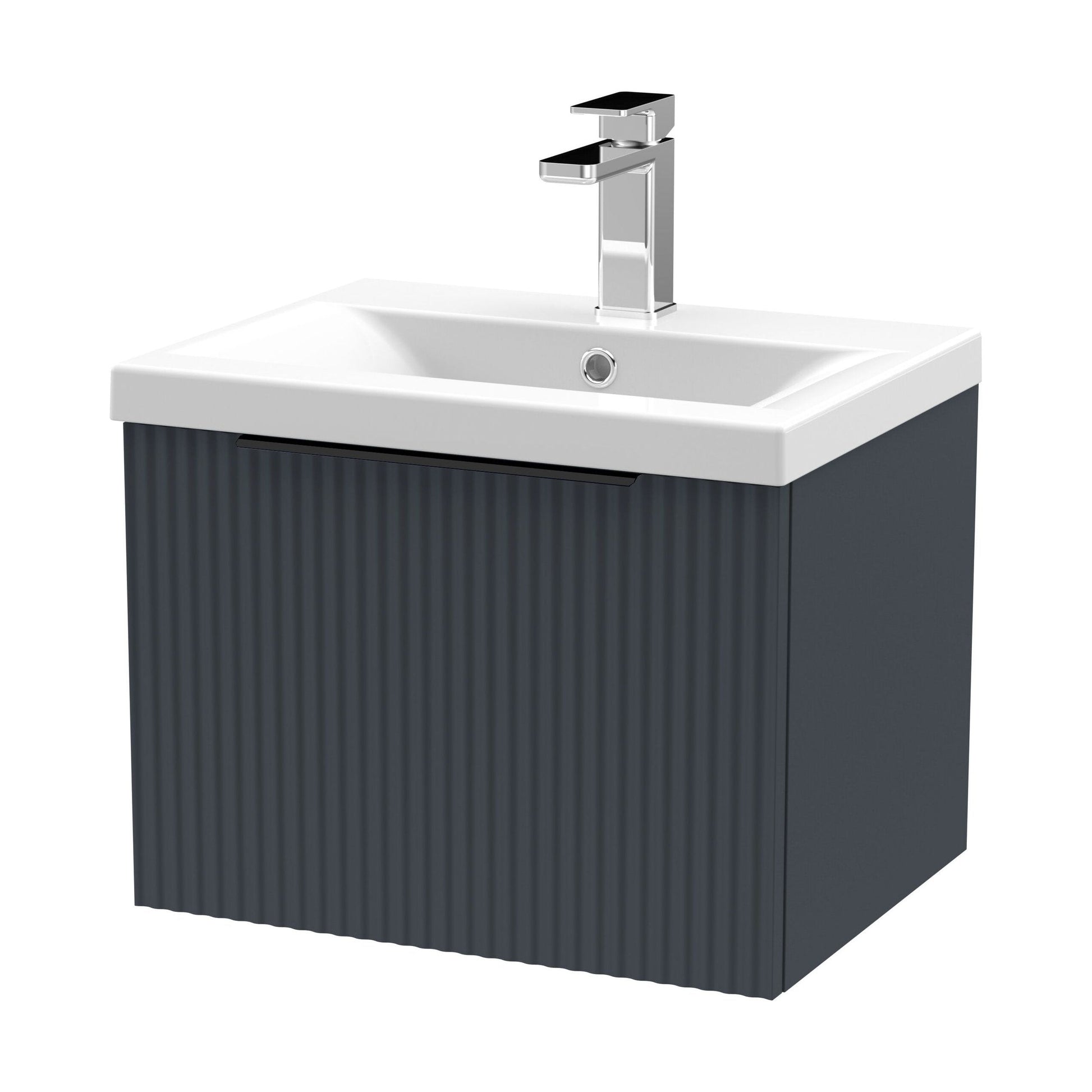[BFFF1491AH225] Tixall Fluted Front Wall Hung Vanity Basin Unit with Choice of Size, Colour and Handle Options - Cutout