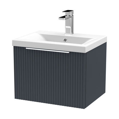 [BFFF1491A] Tixall Fluted Front Wall Hung Vanity Basin Unit with Choice of Size, Colour and Handle Options - Cutout