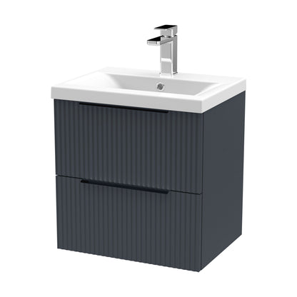 [BFFF1492AH225] Tixall Fluted Front Wall Hung Vanity Basin Unit with Choice of Size, Colour and Handle Options - Cutout