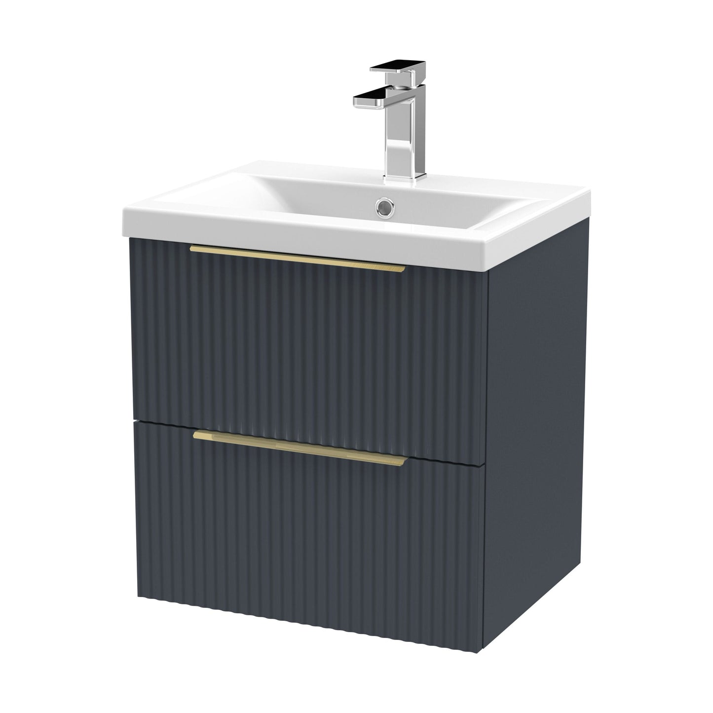 [BFFF1492AH325] Tixall Fluted Front Wall Hung Vanity Basin Unit with Choice of Size, Colour and Handle Options - Cutout