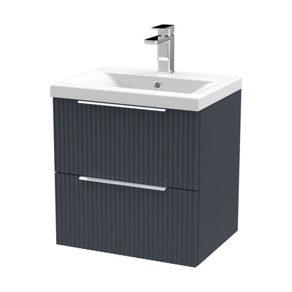 [BFFF1492A] Tixall Fluted Front Wall Hung Vanity Basin Unit with Choice of Size, Colour and Handle Options - Cutout