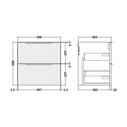 [BFFF1492] 500 W/H 2-Drawer Unit - Technical Drawing