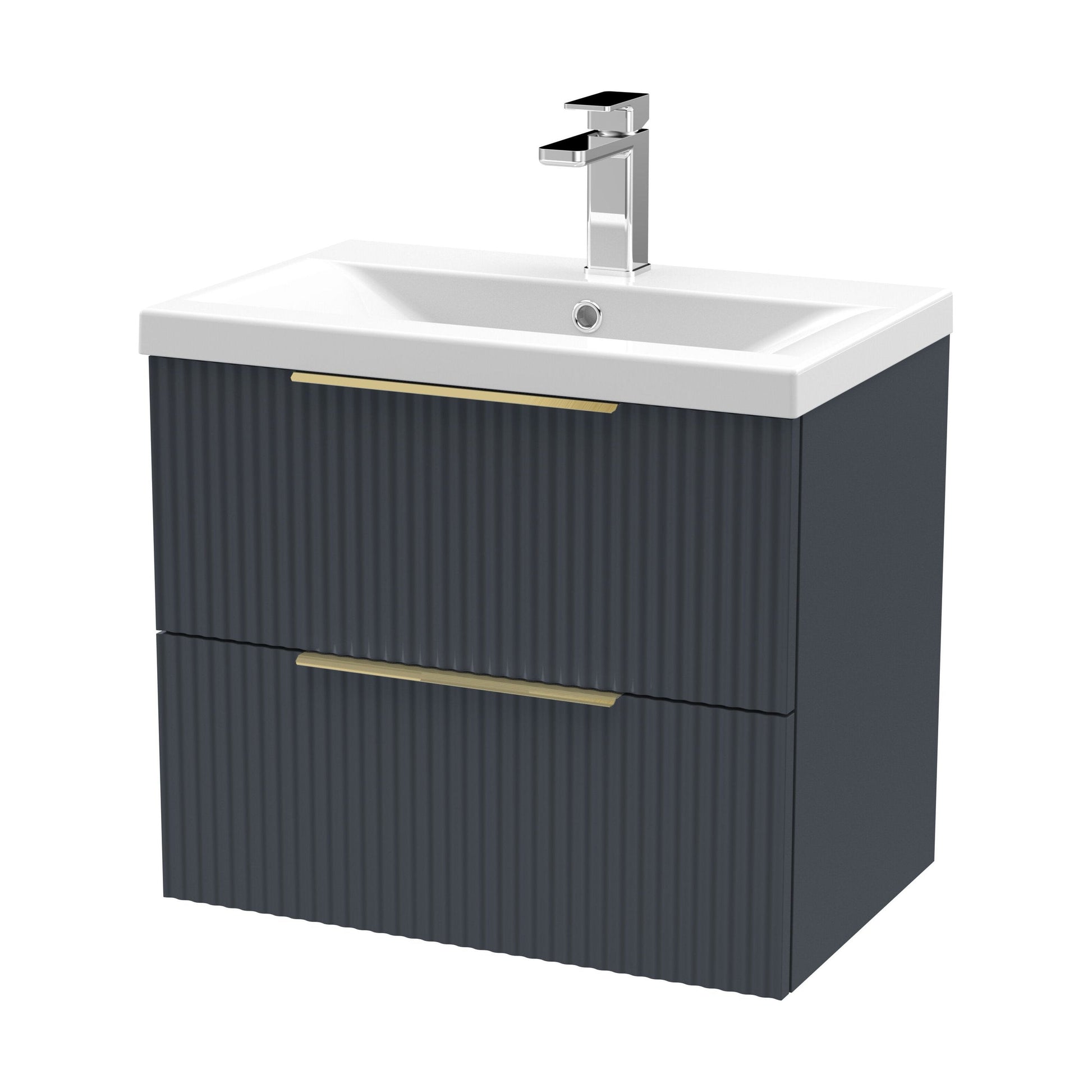 [BFFF1493AH325] Tixall Fluted Front Wall Hung Vanity Basin Unit with Choice of Size, Colour and Handle Options - Cutout