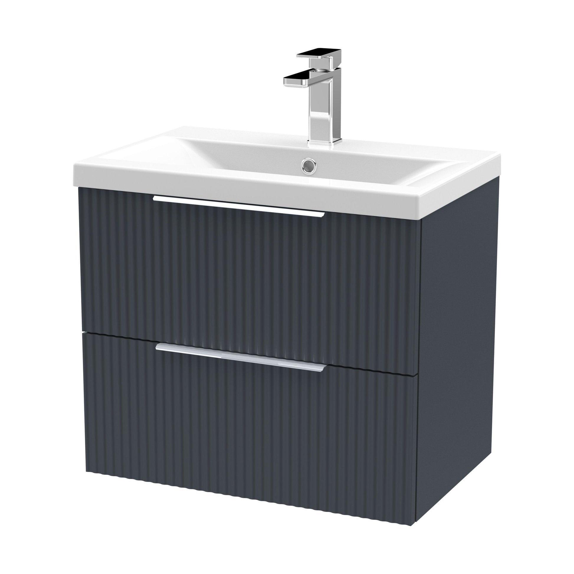 [BFFF1493A] Tixall Fluted Front Wall Hung Vanity Basin Unit with Choice of Size, Colour and Handle Options - Cutout