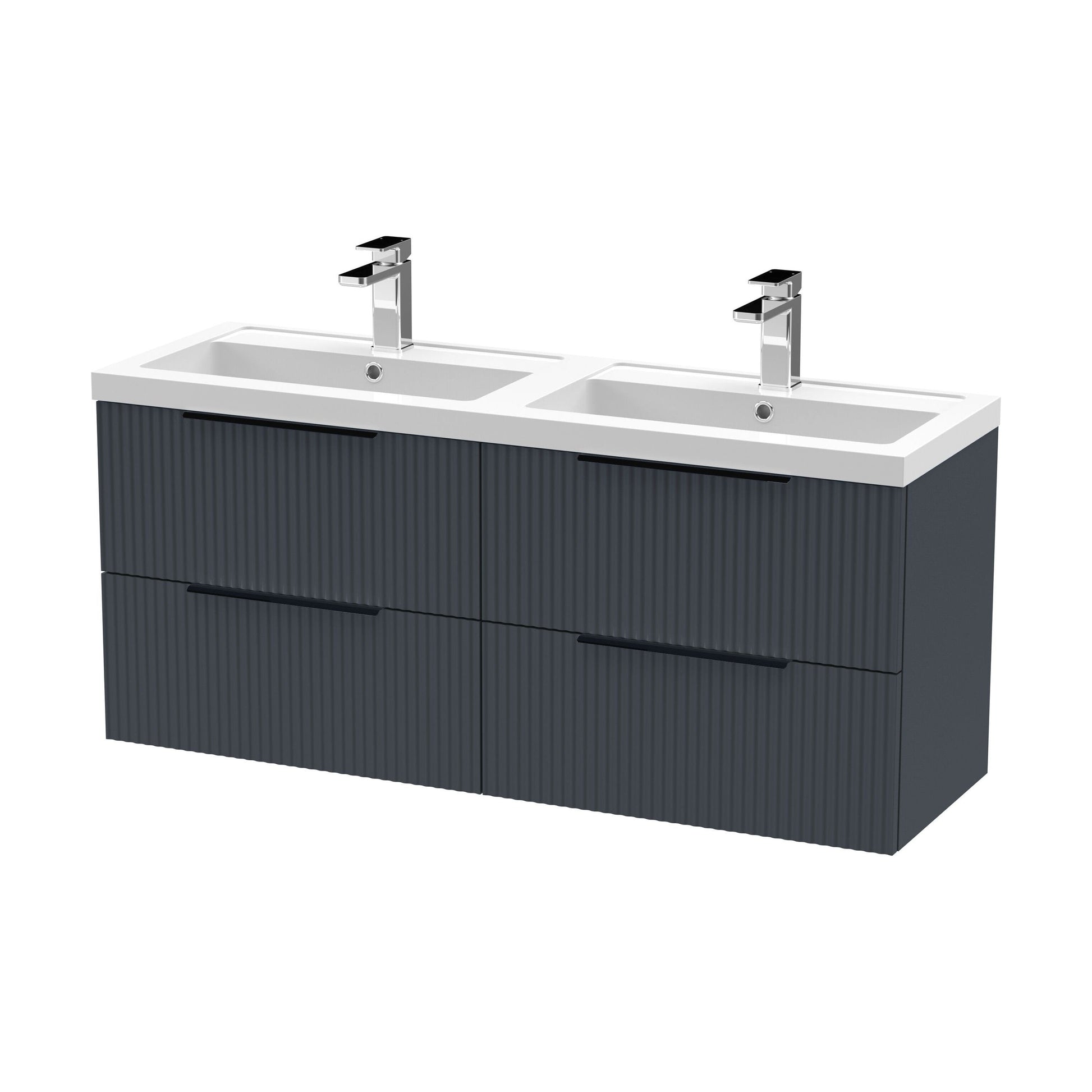 [BFFF1493CH225] Tixall Fluted Front Wall Hung Vanity Basin Unit with Choice of Size, Colour and Handle Options - Cutout